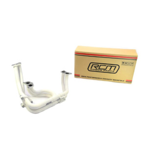 RCM WHITE CERAMIC COATED TWIN SCROLL STAINLESS STEEL TUBULAR EXHAUST MANIFOLD