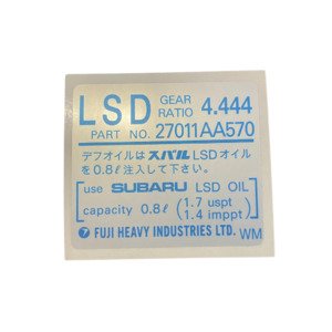 Stickers: Genuine Subaru LSD Sticker