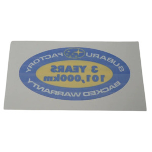 Subaru Reverse 90s Era 3 Year 100,000 KM Warranty Inside Window Glass Sticker