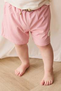 Swimwear: Wyatt Board Short - Terracotta Stripe