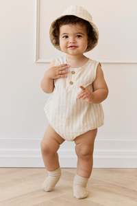 Collection: Organic Cotton Archie Playsuit - Variegated Stripe Foam
