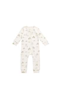 Onepieces: Organic Cotton Reese Zip Onepiece - Pine Forest Friends