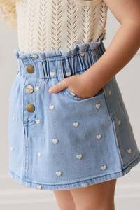 Denim Cord: Briella Skirt - Petite Heart Denim