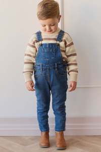 Denim Cord: Jordie Overall - Mid Wash Denim