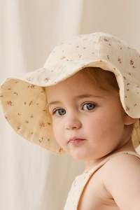 Accessories: Organic Cotton Muslin Noelle Hat - Dina Antique