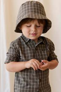 Organic Cotton Bucket Hat - Variegated Grid Tarmac