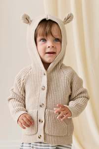 Knitwear Promo: Bear Cardigan-Oat