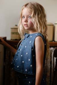 Denim Cord: Etta Top-Josie Floral Denim