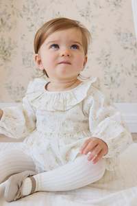 Onepieces: Organic Cotton Cecil Playsuit-Justine Parchment