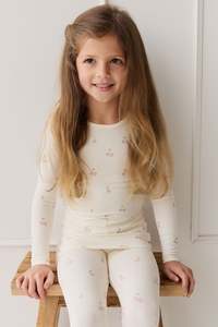 Sale: Bamboo Ari Long Sleeve Pyjama Set - Cherry Love Parchment