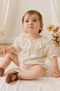 Organic Cotton Muslin Frill Bloomer - Willow Rose
