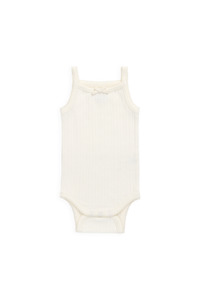 Bodysuits: Organic Cotton Pointelle Singletsuit - Parchment