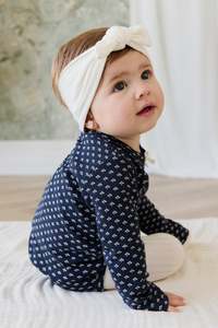 Organic Cotton Long Sleeve Bodysuit - Lisa Petite Indigo