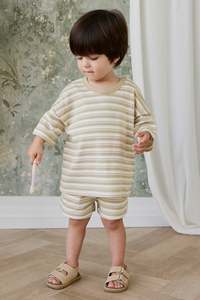 Pima Cotton Wesley Short - Double Stripe Hay/Cloud