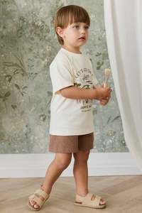 Skirts Shorts: Organic Cotton Louis Short - Double Windowpane Check Oud/Hay