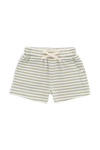 Pima Cotton Wesley Short - Narrow Stripe Lichen / Cloud