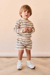 Baby Sweatshirting: Organic Cotton Jalen Short - Raynor Stripe North Sea