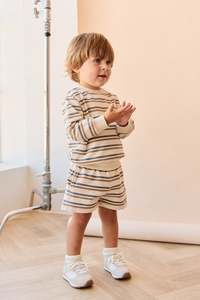 Baby Sweatshirting: Organic Cotton Jalen Oversized Jumper - Raynor Stripe North Sea