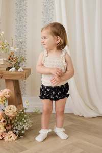 Organic Cotton Frill Bloomer - Cassie Caviar