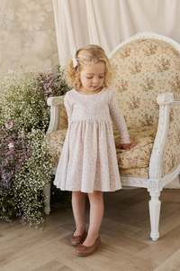 Girls Dresses: Organic Cotton Tallulah Dress - Posy Milk