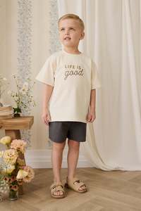 Baby Skirts Shorts: Organic Cotton Wilder Short - Basalt Grid
