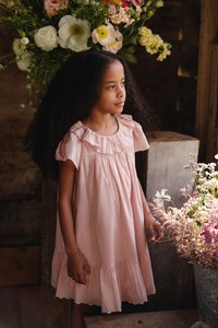 Girls Dresses: Organic Cotton Calianna Dress - Shell Pink