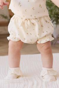Bloomers: Organic Cotton Pointelle Frill Bloomer - Dina Antique