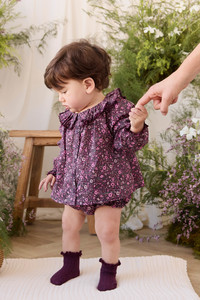 Organic Cotton Frill Bloomer - Flora Fig