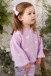Knitwear: Kayla Cardigan - Kayla Heart Jacquard Orchid Dream