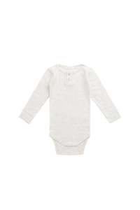 Organic Cotton Modal Long Sleeve Bodysuit - Oatmeal Marle