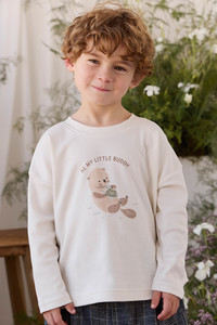 Tops: Pima Cotton Edward Long Sleeve Top - Otter Buddy Cloud