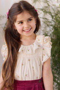 Tops: Organic Cotton Banks Blouse - Rosebud Egret