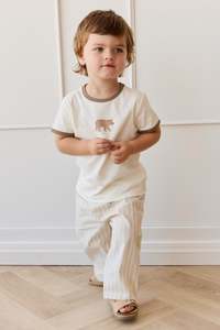 Pants Leggings: Organic Cotton Kingston Pant - Variegated Stripe Foam