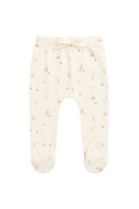 Organic Cotton Pointelle Footed Pant - Dina Antique