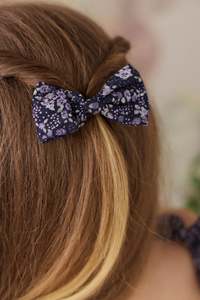 Hair Accessories: Organic Cotton Desiree Bow - Violet Floral