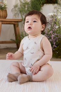 Organic Cotton Lionel Playsuit - Otter Buddies Tofu