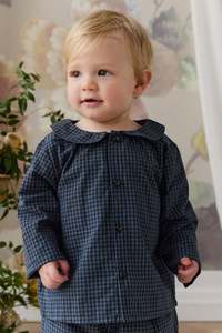 Organic Cotton Gabriel Top - Tiny Gingham Maritime