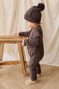 Dorian Onepiece - Knitted Diamonds Coffee
