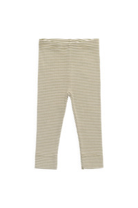 Organic Cotton Modal Everyday Legging - Petite Stripe Avocado Oil / Cloud