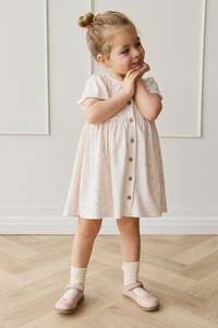 Girls Dresses: Organic Cotton Dahlia Dress - Pauline Pink
