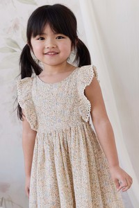 Girls Dresses: Organic Cotton Helene Dress - Tully Peach