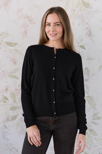 Merino Camille Womens Cardigan - Black