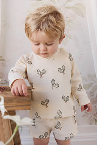 Organic Cotton Waffle Leith Long Sleeve Top - Racquet Tofu