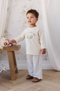 Organic Cotton Winslow Pant - Mini Pinstripe Cloud / Duck Egg Blue