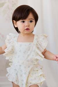 Playsuits And Rompers: Organic Cotton Elka Playsuit - Justine Vanilla Sky