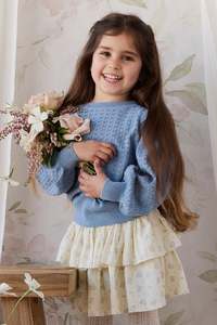 Baby Skirts Shorts: Organic Cotton Cosette Skirt - Justine Vanilla Sky