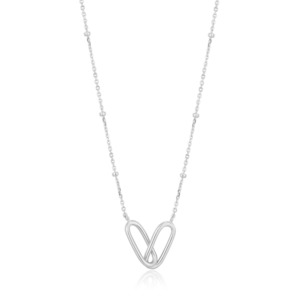 Silver Beaded Chain Link Necklace