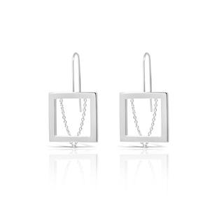 Fabuleux Vous: Liberté Square Large Earrings With V Feature Pendant