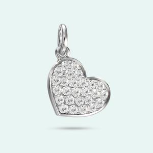 Love In A Jewel: 9k White Gold Full Heart Diamond Charm