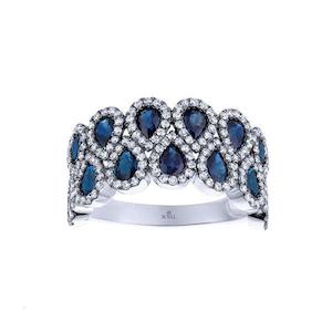 Royal Jewellery: 14k White Gold Sapphire & Diamond Dress Ring